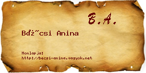 Bécsi Anina névjegykártya